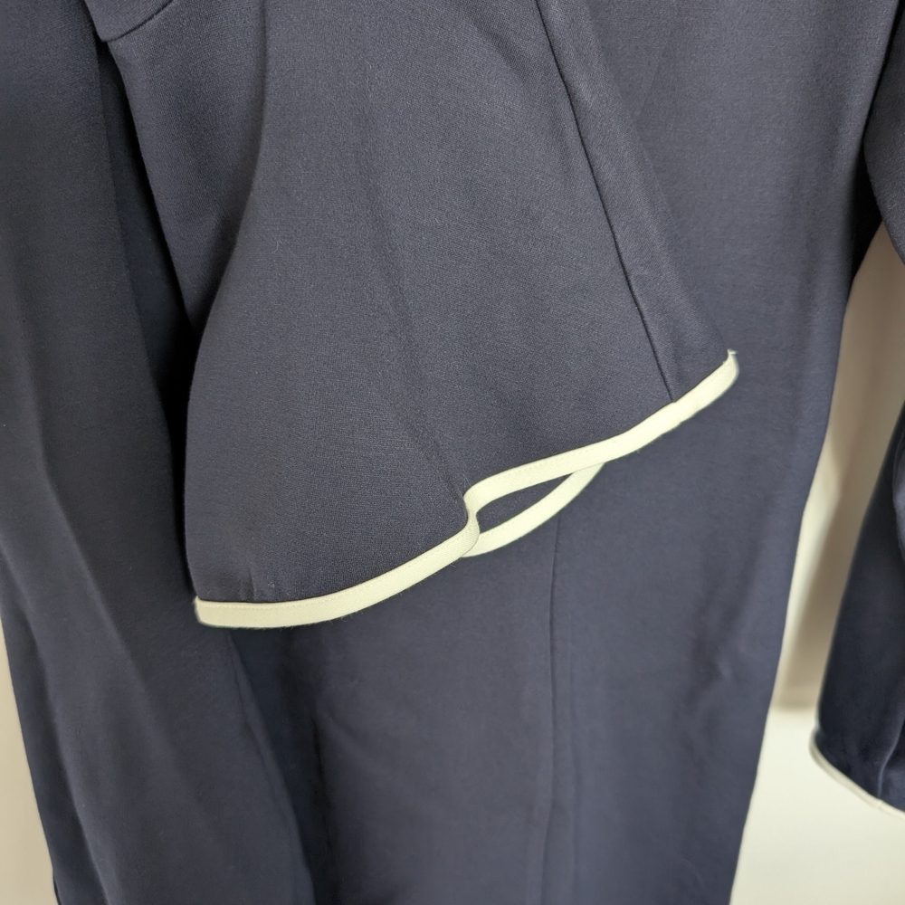 JUDE CONNALLY ALICE PONTE DRESS Navy Bell Sleeve Size Large Career Office - Picture 2 of 8